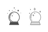 Fototapeta  - Crystal Ball Magic Line Icon Set Vector Logo Template