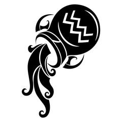 aquarius zodiac sign isolated on white background.