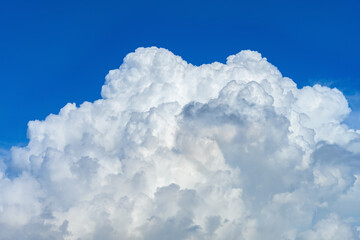 beautiful blue sky with thick white clouds in the morning horizontal composition