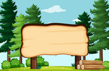 Wall Mural - empty banner board in nature park scenery