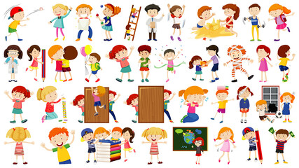 Sticker - Set of cute kids cartoon character