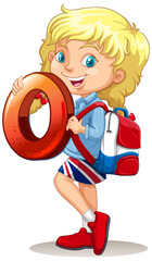 Sticker - Blonde girl holding math number zero