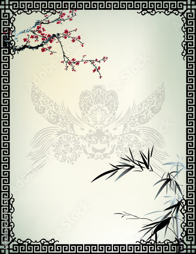 Obraz na plátně Old Chinese traditional bamboo painting