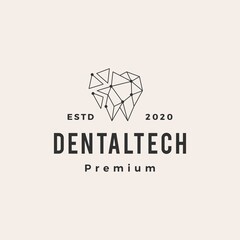 Sticker - dental tech hipster vintage logo vector icon illustration