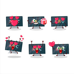 Poster - Alphabet on monitor cartoon character with love cute emoticon