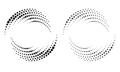 Leinwandbilder - Halftone round as icon or background. Abstract vector circle frame with dots as logo or emblem. Circle border isolated on the white background for your design.