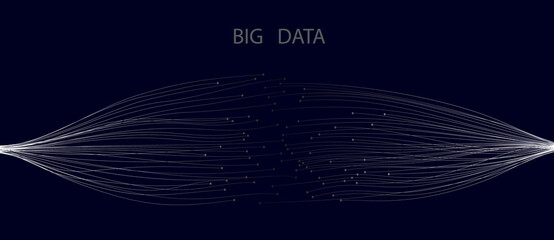 abstract lines with dots over dark background. connecting or big data concept