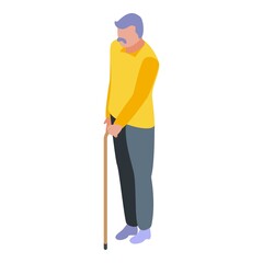 Poster - Nursing home man walking stick icon. Isometric of nursing home man walking stick vector icon for web design isolated on white background