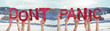 © Nelos - People Hands Holding Word Dont Panic, Snowy Winter Background
