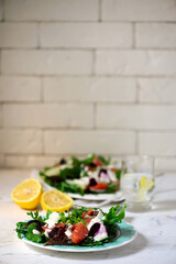 Canvas Print - Smoked salmon salad.selective focus.