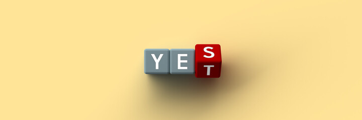Wall Mural - 3d cubes with yes-yet