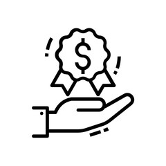 Wall Mural - 
Hand holding business award icon design, editable ribbon badge
