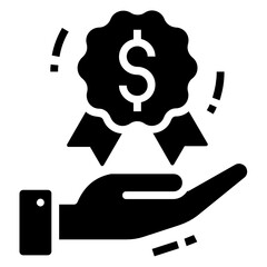 Wall Mural - 
Hand holding business award icon design, editable ribbon badge

