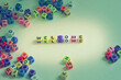 © athapet - Welcome sign on colored square beads in the light1