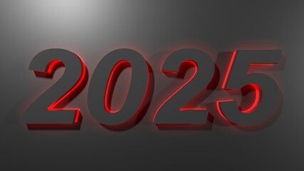Poster - 20205 black write on black surface with red backlight - 3D rendering illustration