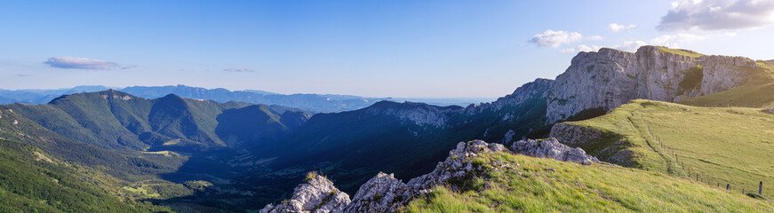 French landscape. Summer landscape of the mountain chain Vercors in France. Col de la bataille.