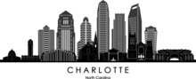 CHARLOTTE  City North Carolina Skyline Silhouette Cityscape Vector