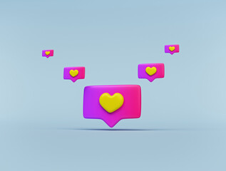 Poster - social media heart like icon minimal design. 3d rendering