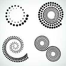 Radial Halftone Dots In Circle Form For Comic Books . Fireworks Explosion Background . Vector Illustration . Starburst
 Round Logo . Circular Design Element . Abstract Geometric Star Rays . Sunburst .