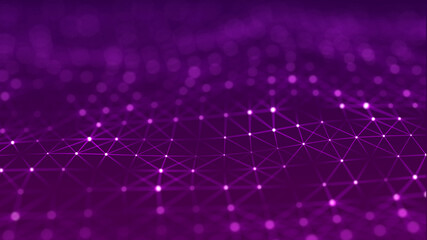 Poster - Abstract futuristic dynamic background. Network connection structure with dots and lines. 3D rendering.