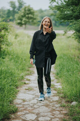 Wall Mural - girl walking in the park