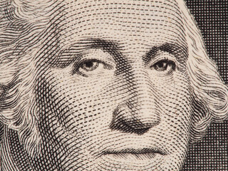 Wall Mural - George Washington portrait on the us one dollar bill extreme macro, united states money