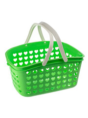 green basket with white handles for vegetables