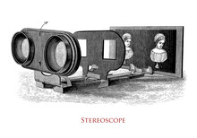 Stereoscope, Device For Viewing Two Separate Images Of The Same Scene As A Single 3D Image, Providing A Pair Of Lenses That Makes The Image Appear More Distant Into One 'stereo Window'