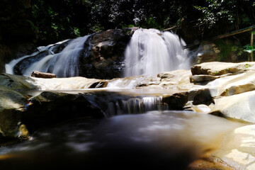 Poster - Beautiful waterfall in the forest wallpaper background