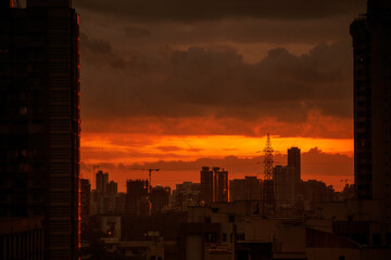 Wall Mural - architecture, asia, background, beautiful, bombay, building, buildings, business, city, cityscape, climate, clouds, color, dark, dawn, downtown, dramatic, dusk, evening, golden hour, india, indian, la