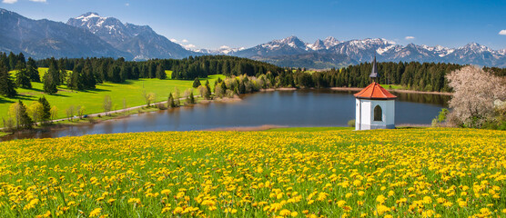 Canvas Print - panoramic view to beautiful landscape in Bavaria, Germany