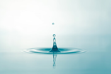 Wall Mural - Water droplets on surface water background