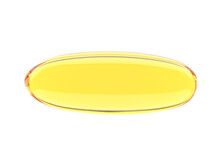 Yellow Oblong Gelatin Capsule On A White Background. 3D Rendering