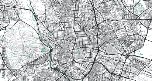 Fotografía Detailed vector map of Madrid, Spain
