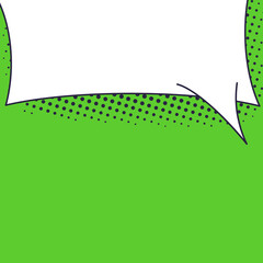 Poster - Speech bubble green banner with space for phrases and dotted shadow.