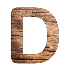 Alphabet letter D on rustic wood background