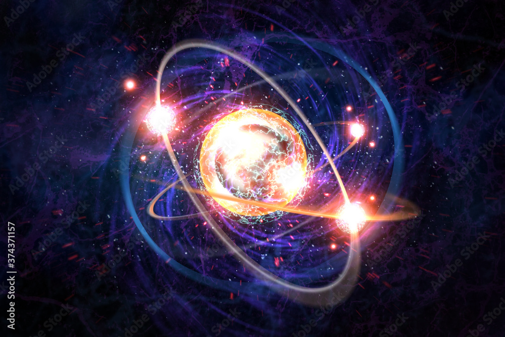 Atomic Particle 3D Illustration Stock Illustration | Adobe Stock