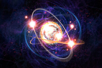 Wall Mural - atomic particle 3d illustration