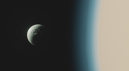 Wall Mural - Saturn Moons Titan and Rhea