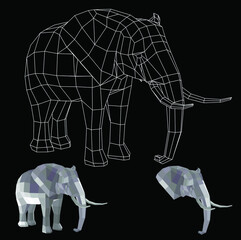 Wall Mural - low poly animal elephant vector model