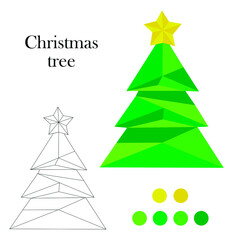 Wall Mural - low poly Christmas tree symbol of the new year