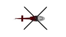 Helicopter Flight On White Background. Top View. 3d Rendering