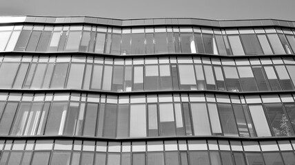 Abstract modern architecture with high contrast black and white tone. Architecture of geometry at glass window - monochrome.