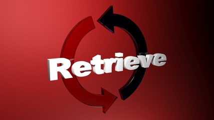 Poster - RETRIEVE with rotating arrows - 3D rendering video clip