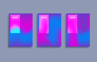 Fototapete - Set of covers design templates with vibrant gradient background. Trendy modern design. Applicable for placards, banners, flyers, presentations, covers and reports. Vector illustration. Eps10.