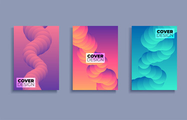 Fototapete - Set of covers design templates with vibrant gradient background. Trendy modern design. Applicable for placards, banners, flyers, presentations, covers and reports. Vector illustration. Eps10.