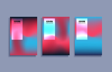 Fototapete - Set of covers design templates with vibrant gradient background. Trendy modern design. Applicable for placards, banners, flyers, presentations, covers and reports. Vector illustration. Eps10.