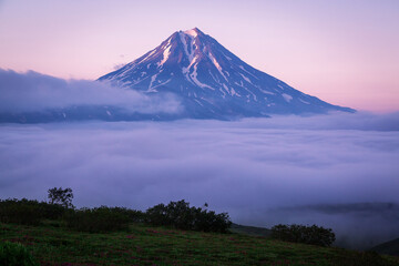 Wall Mural - Bottom fog in the area of Vilyuchinsky volcano