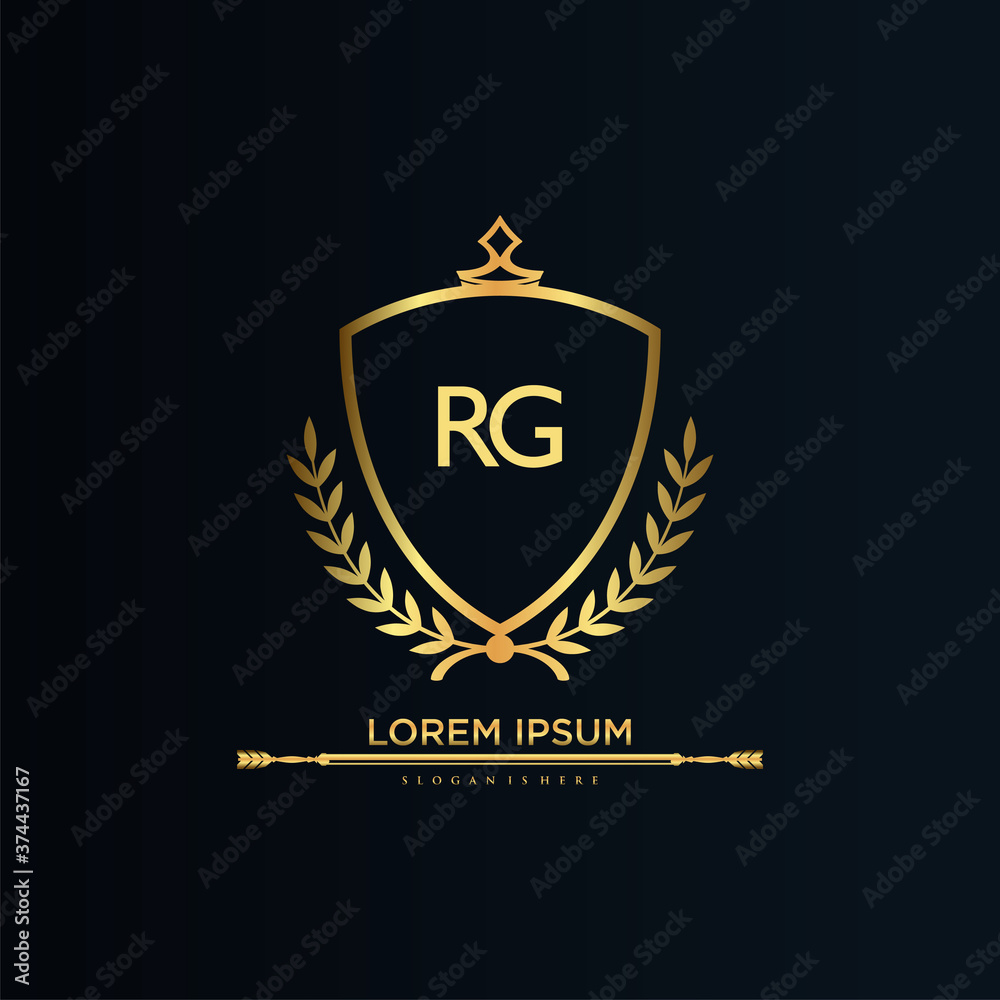 RG Letter Initial with Royal Template.elegant with crown logo vector ...