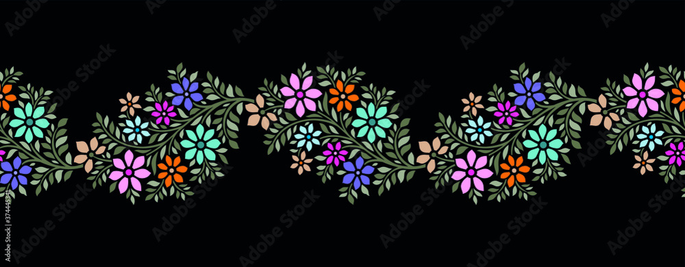 Seamless vector flower border design Stock Vector | Adobe Stock